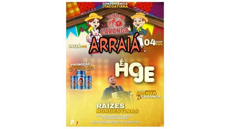 HOJE: Raízes Nordestinas encerra o Arraiá do Caranga 2019. Entrada gratuita e cerveja a 3 por 10 reais HOJE: Raízes Nordestinas encerra o Arraiá do Caranga 2019. Entrada gratuita e cerveja a 3 por 10 reais