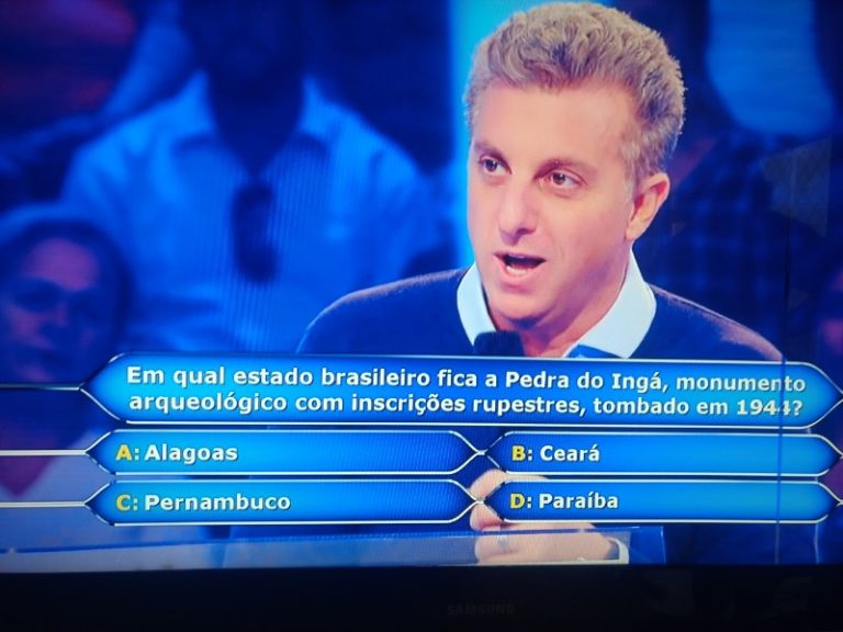 Programa de Luciano Huck faz pergunta sobre Pedra do Ingá valendo 100 mil reais Programa de Luciano Huck faz pergunta sobre Pedra do Ingá valendo 100 mil reais