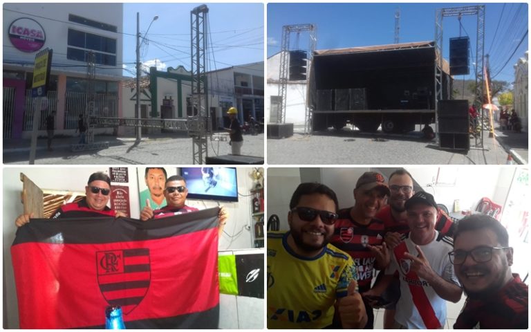 INGÁ: Telão sendo instalado e torcedores do Flamengo já na concentração para a grande final