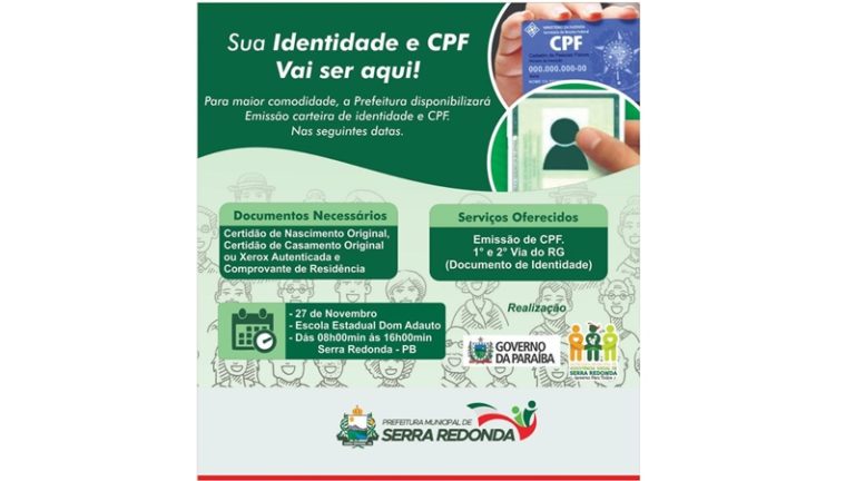 Prefeitura de Serra Redonda e Estado promovem ação para emissão de documentos