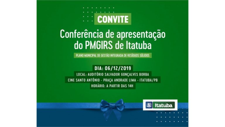 ITATUBA: Plano Municipal de Gestão Integrada de Resíduos Sólidos será apresentado em Conferência nesta sexta (6)