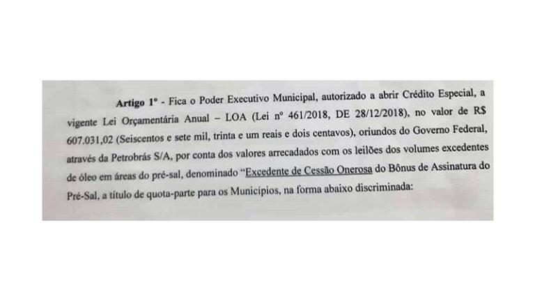 ITATUBA: Em sessão extra, Câmara aprova crédito suplementar ao executivo proveniente de recursos da Petrobras (Pré-sal)