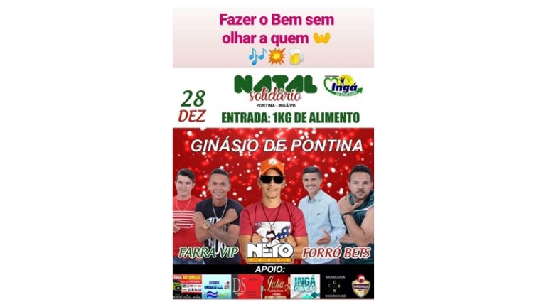 BENEFICENTE: Tem festa em Pontina neste sábado hem! Simbora!!