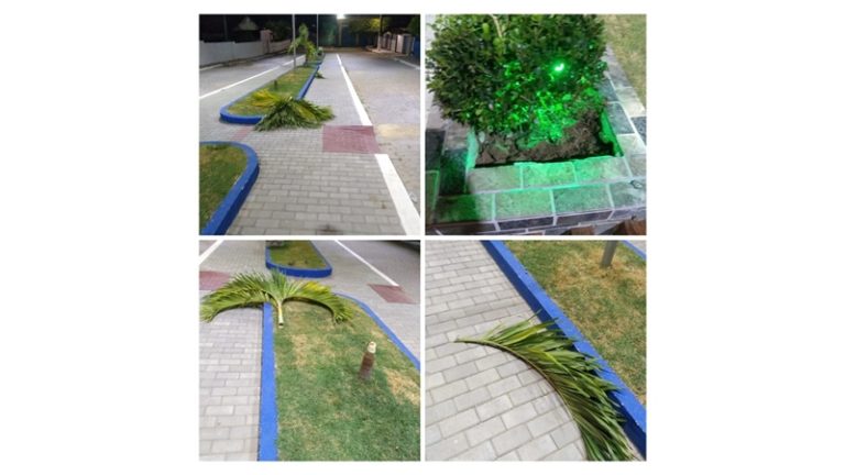 VANDALISMO: Praça nova e já danificada em Ingá