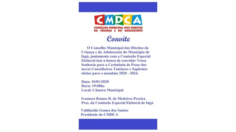 INGÁ: Conselheiros Tutelares eleitos tomam posse nesta sexta (10) na Câmara Municipal