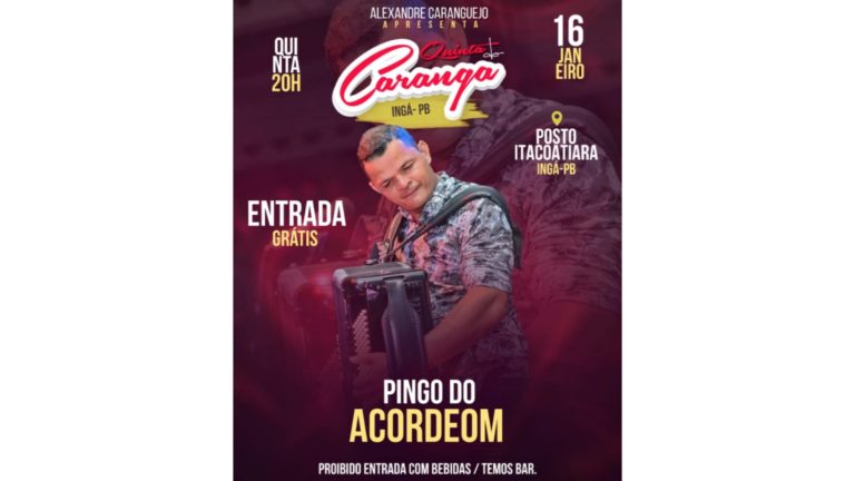 Hoje tem Pingo do Acordeon na 5° do Caranga
