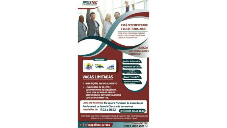 INGÁ: Ação Social oferece cursos de capacitação em diversas áreas. Confira