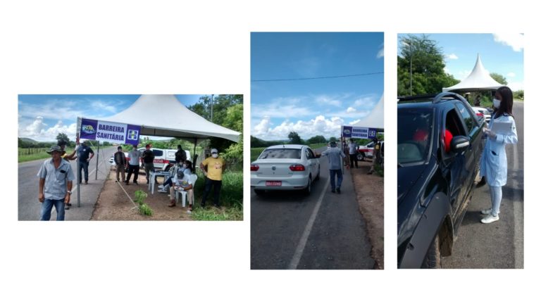 Em ação articulada com o Ministério Público, equipe da Secretaria de Saúde faz bairreira sanitária na entrada de Ingá com apoio da Polícia Militar