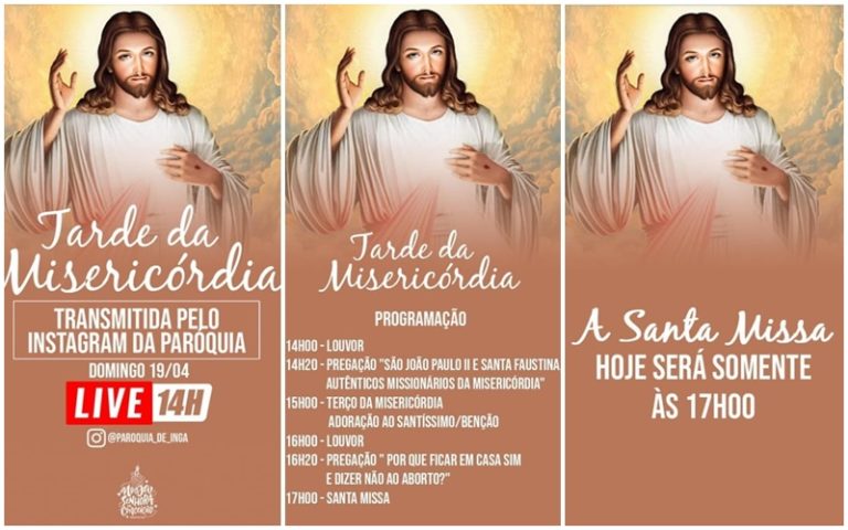 Confira programação da Igreja Católica para este domingo. Missa às 17:00 h