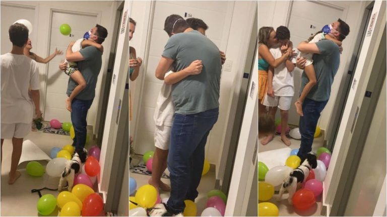Médico que contraiu Covid-19 é surpreendido com ‘festa’ após cura: ‘Papai, você venceu’