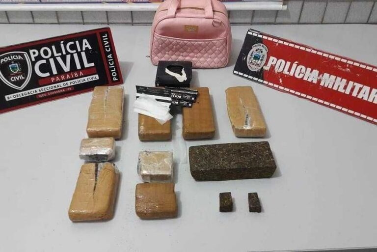 Homem é preso em flagrante transportando drogas dentro de bolsa infantil ao passar por barreira sanitária na Paraíba