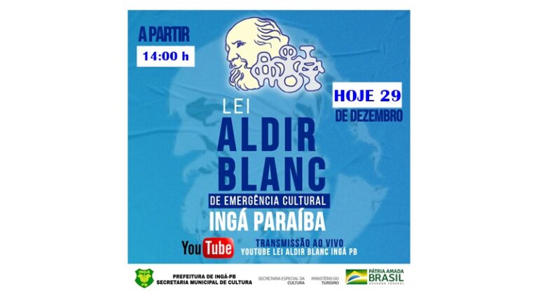 EMERGÊNCIA CULTURAL: 2º Dia da Live dos artistas ingaenses contemplados na Lei Aldir Blanc. HOJE, ÀS 14:00 h, AO VIVO.