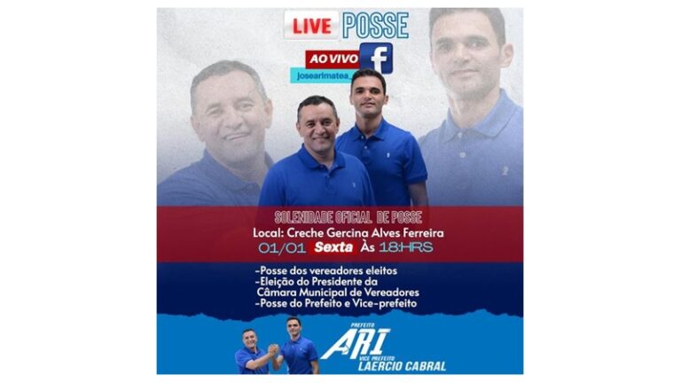 RIACHÃO: Ari e Laércio tomam posse na sexta (01), às 18 h, com transmissão ao vivo pelo Facebook