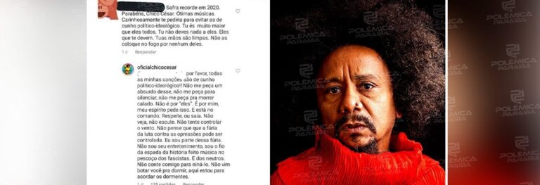 Fã pede que Chico César não cante “música política” e cantor desabafa: ‘Não conte comigo para niná-lo, aqui estou para acordar os dormentes’; confira