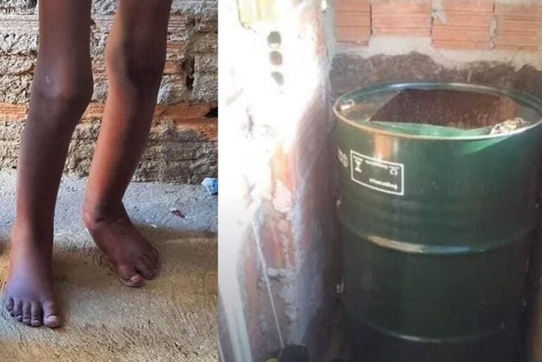 Menino de 11 anos é resgatado após passar um mês acorrentado pelo pai e preso em barril