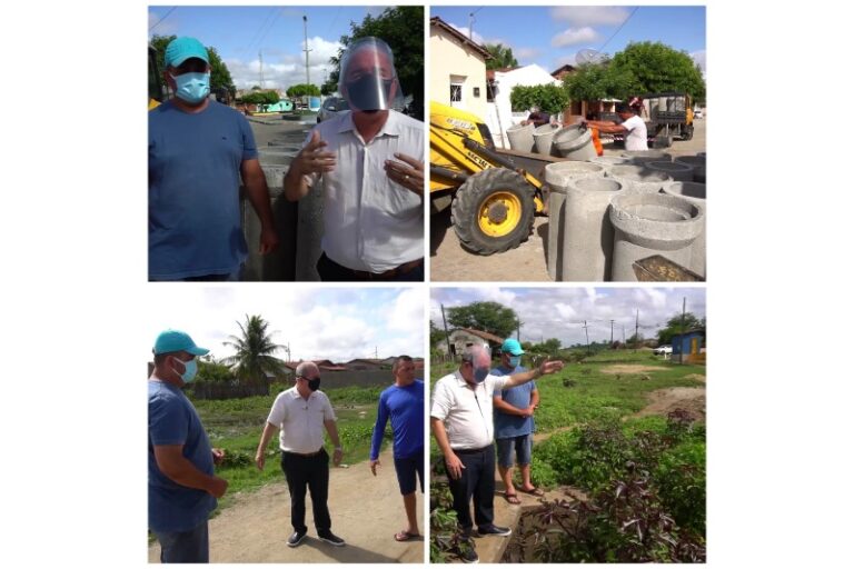 Prefeito Robério inspeciona instalação de galeria no Tijolo Cru e faz levantamento no bairro da Estação, São José e Nova Vida para futura canalização