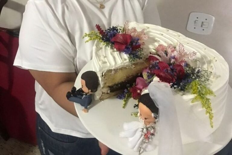 ​Noiva é abandonada, descobre traição, faz ‘bolo do divórcio’ e tenta vender festa para pagar dívidas