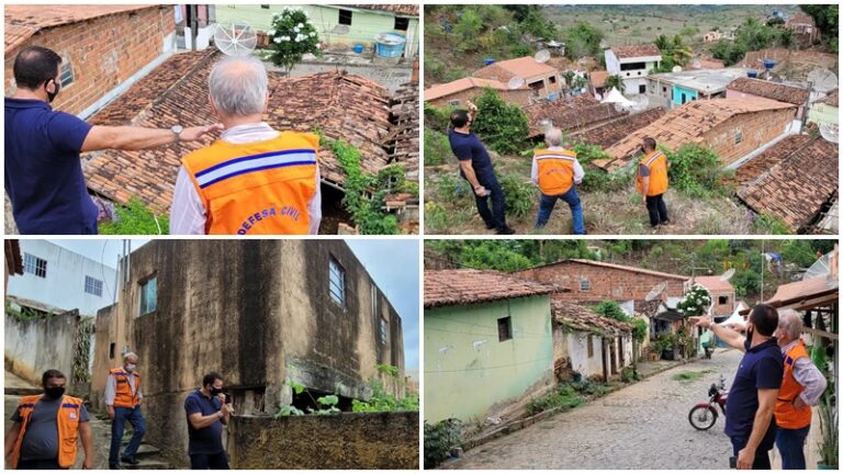 PREFEITO CHICÃO BERNARDO ACOMPANHA TÉCNICOS DA DEFESA CIVIL EM VISITA TÉCNICA AS CASAS INTERDITADAS DA RUA DO CACIMBÃO
