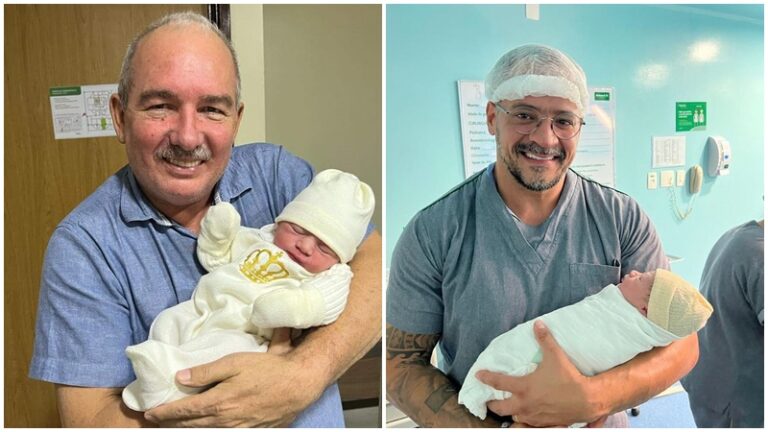 Prefeito Robério comemora chegada do neto Pedro, filho de Rodrigo Leite e Fabiana