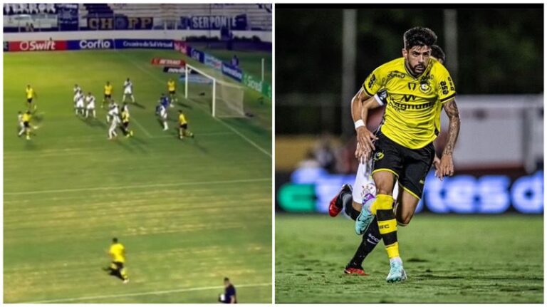 Matheus Régis faz um golaço no empate do São Bernardo contra a Ponte Preta