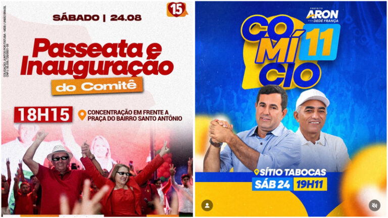 Eventos de campanha agitam o sábado em Itatuba: Josmar na cidade e Aron em Tabocas