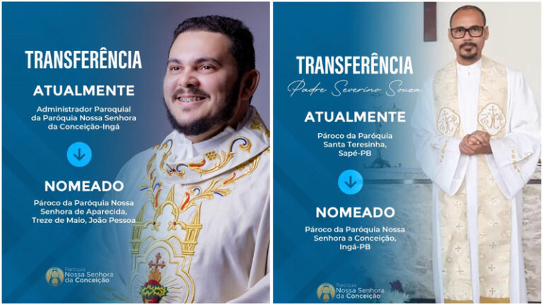 Arquidiocese nomeia Padre Mário para Paróquia em João Pessoa; Padre Severino Souza assume em Ingá