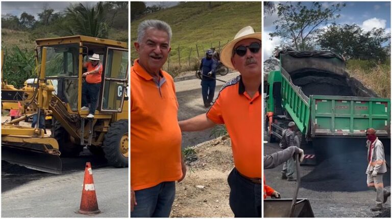 Obra Histórica: prefeito Robério e deputado João Gonçalves acompanham avanço do asfalto em Pontina