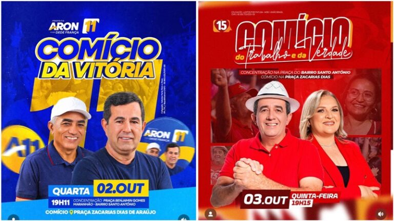 Reta Final: Comícios de Encerramento Agitam Campanha Eleitoral em Itatuba. Aron dia 2; Josmar dia 3