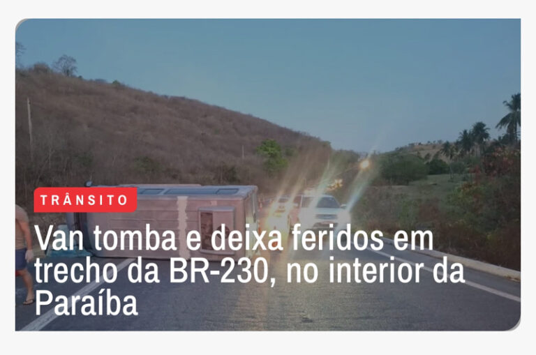Van tomba e deixa feridos em trecho da BR-230, em Riachão do Bacamarte