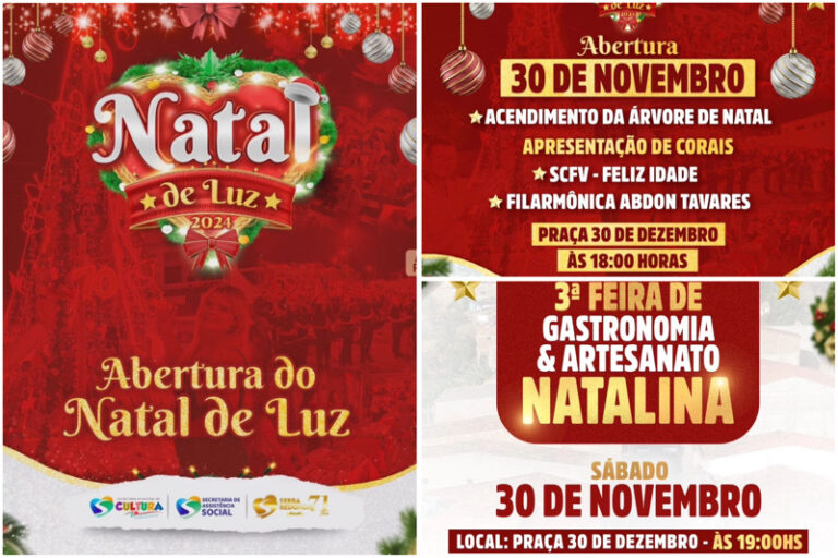 Abertura do Natal de Luz 2024 promete emoção e celebração em Serra Redonda