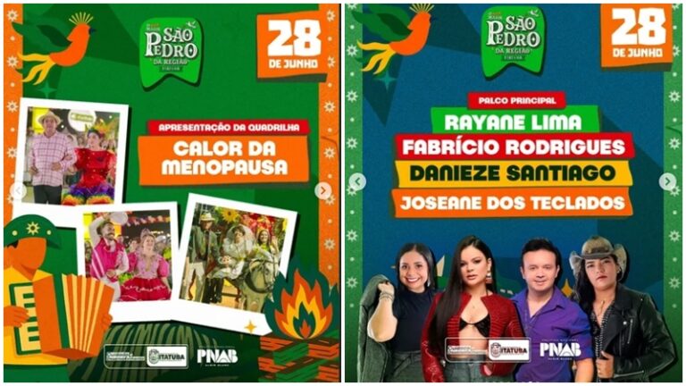 São Pedro de Itatuba segue neste sábado com shows de Rayane Lima, Fabrício Rodrigues, Danieze Santiago e Joseane dos Teclados
