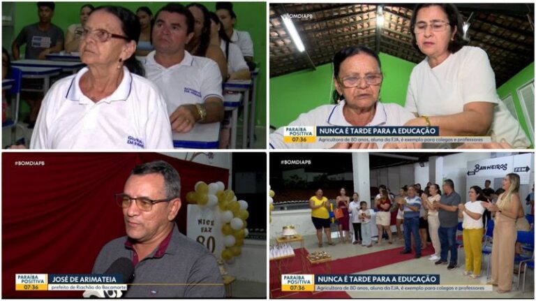 Agricultora de 80 anos do EJA de Riachão do Bacamarte é destaque no Paraíba Positiva da Globo. Dona Nice, exemplo e inspiração