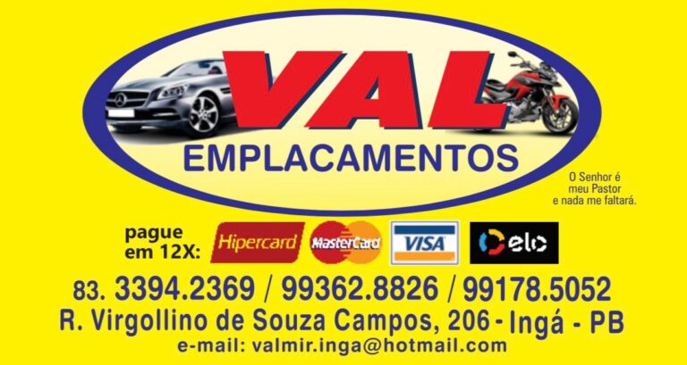 VAL Emplacamentos: tradição, confiança e agilidade no atendimento em Ingá