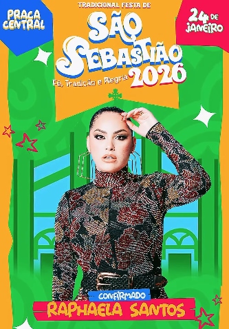 Mais uma atração confirmada: Raphaela Santos na Festa de São Sebastião 2026