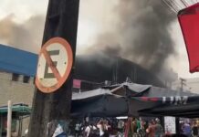 Incêndio de grandes proporções atinge Centro Comercial de Passagem